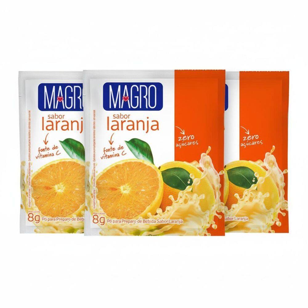 Kit 3 Refresco Diet Laranja Zero Aç Fonte De Vit C 8G Magro