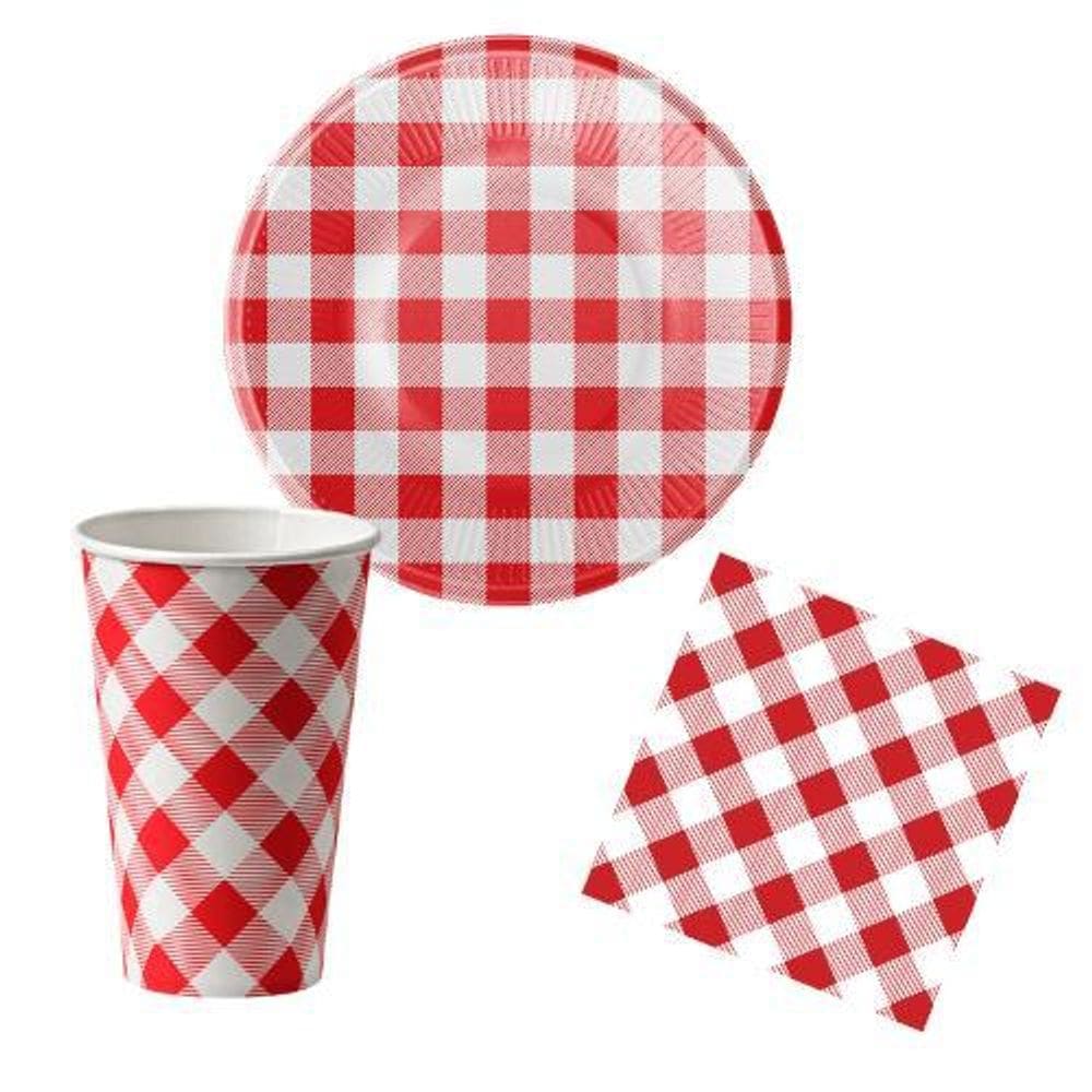 Kit 60 Convidados Pratos Copo Guardanapos Papel Festa Junina