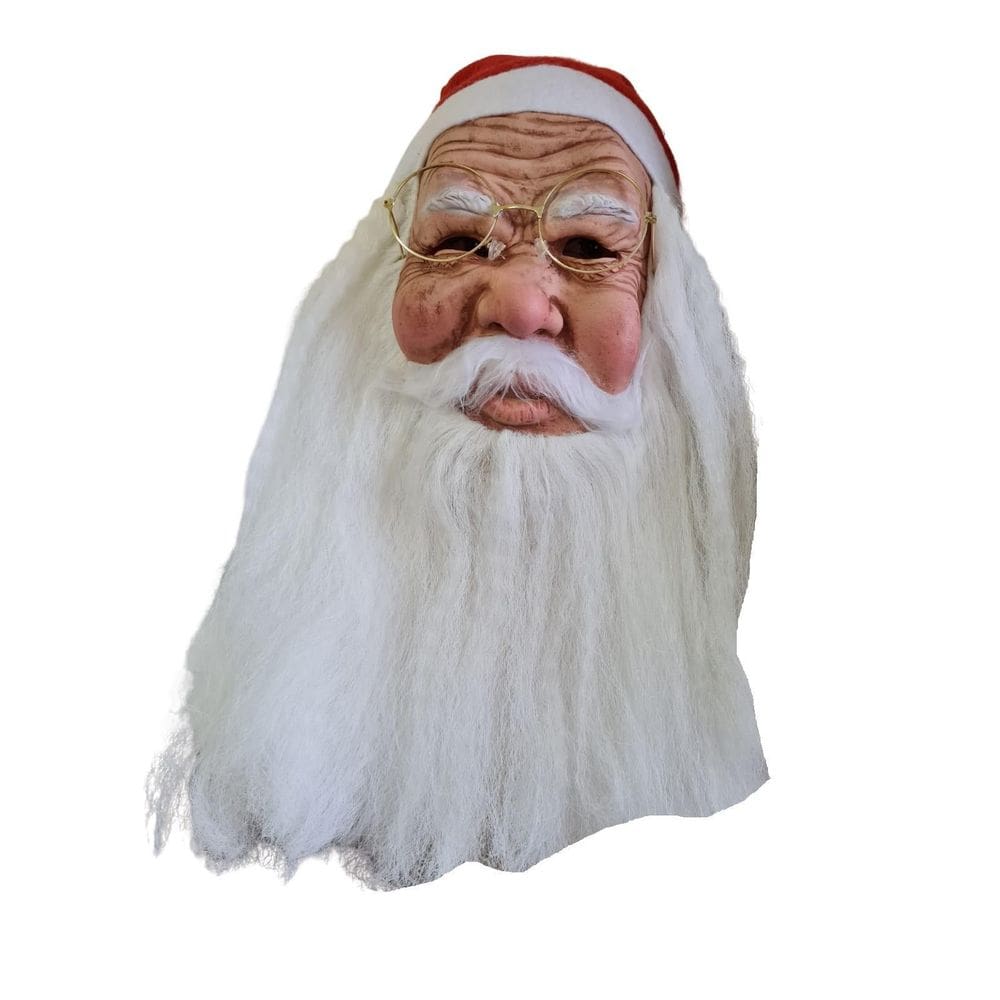 Fantasia Máscara Látex Papai Noel Realista Barba E Óculos
