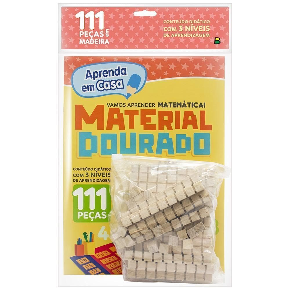 Aprenda Em Casa - Livro-Kit Material Dourado Madeira