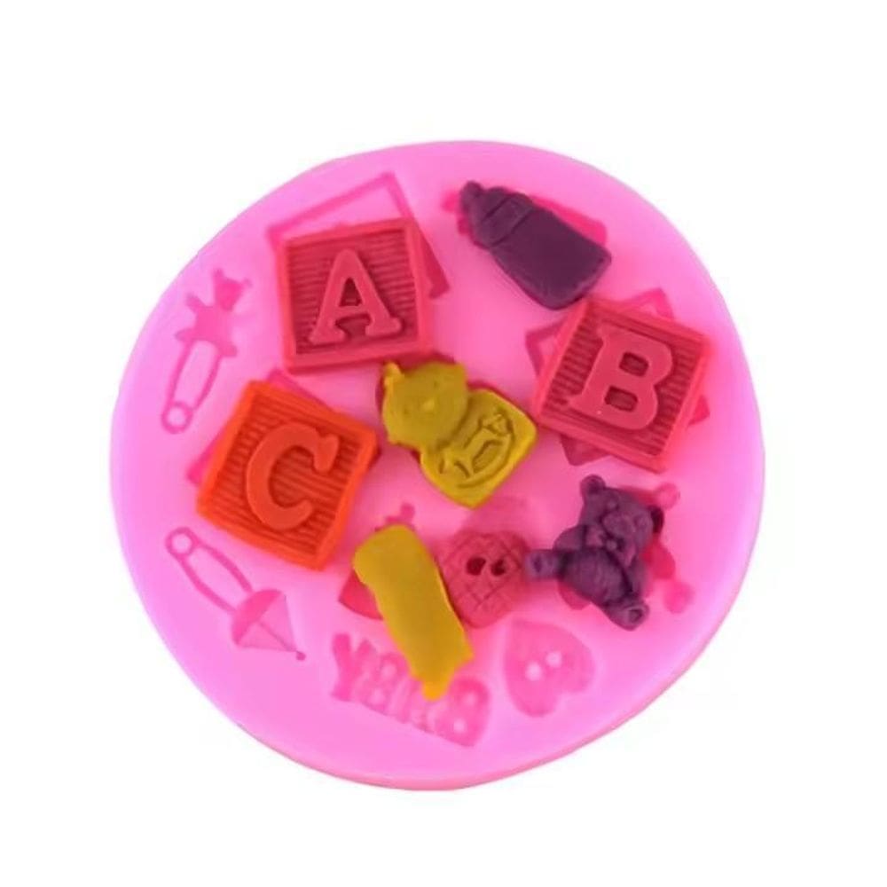 Forma Molde Silicone Cha Bebe Baby Mamadeira Nenem Revelaçao