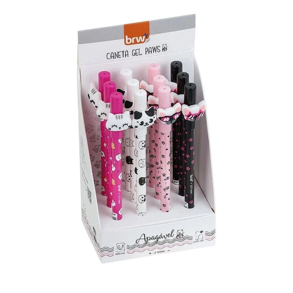 Caneta Esferografica Apagavel Paws Cats Caixa Com 12