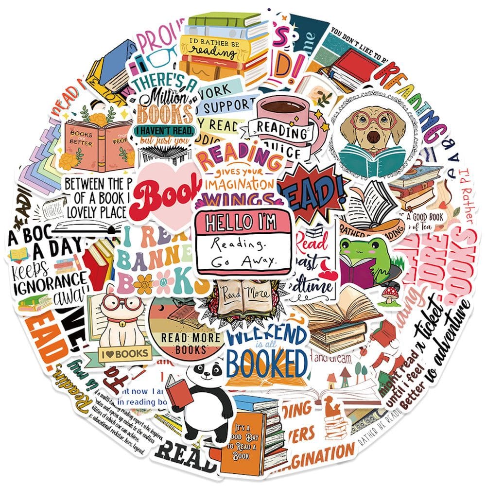 Pacote de adesivos, livro de leitura, anime, 50 unidades de desenho animado decorativo