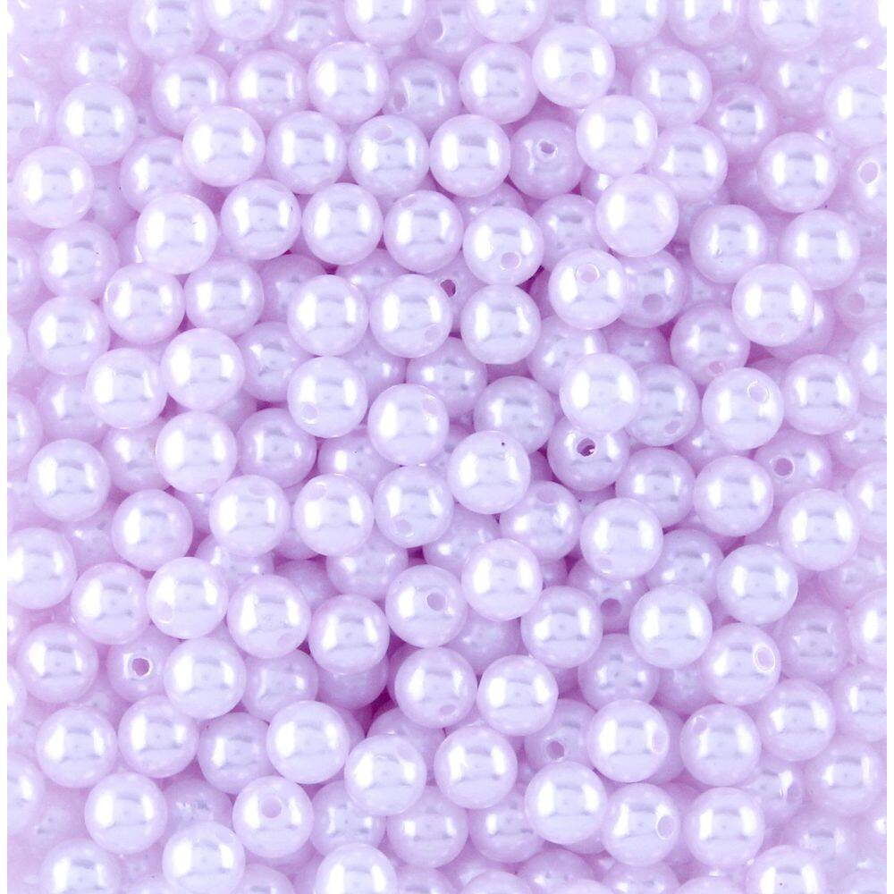 Pérola Rosa Inteira Com Furo 08Mm Em Abs Com 500Gr