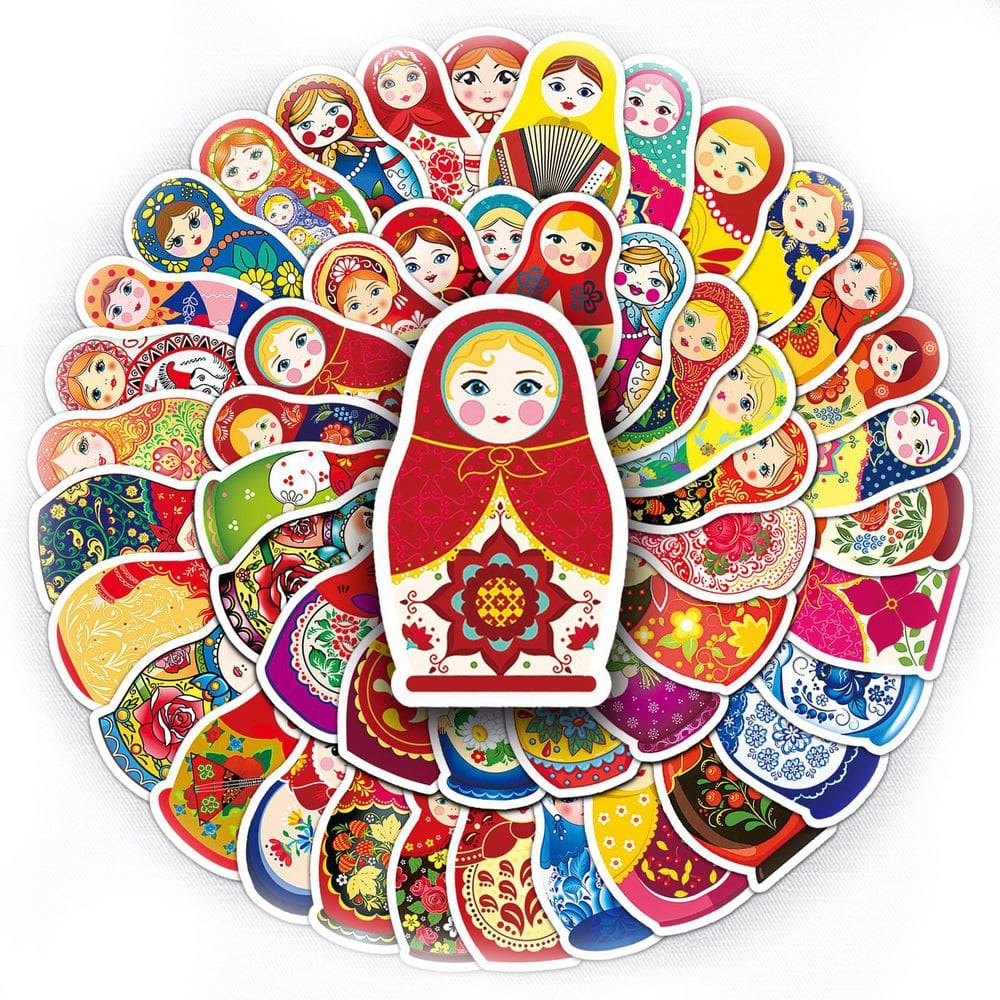 Adesivos Russians Nestings Dolls Matryoshka 50 unidades/lote Waterp