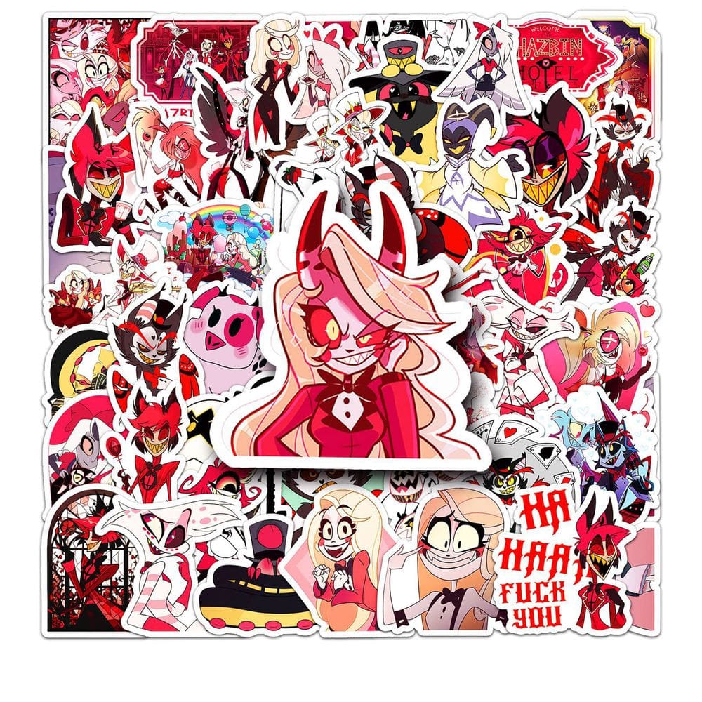 Adesivos Hazbins Hotels, vinil impermeável, anime, 50 unidades