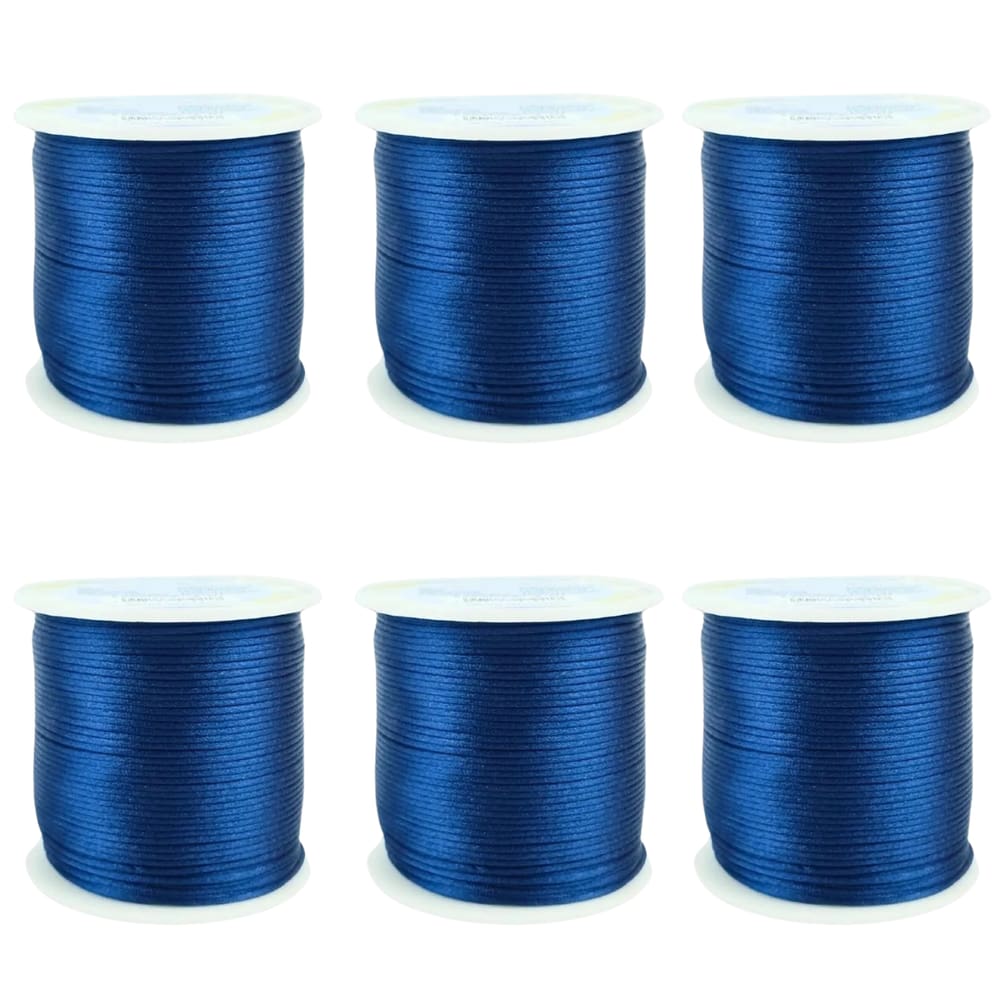 Kit Com 6 Cetim Rabo de Rato 1mm Rolo com 100 m Azul Marinho