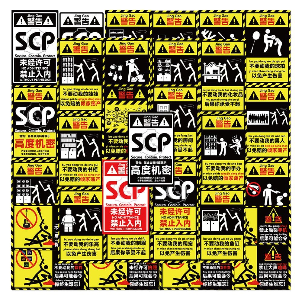 Adesivos, SCPs, avisos de aquecimento, vinil impermeável, 43 unidades