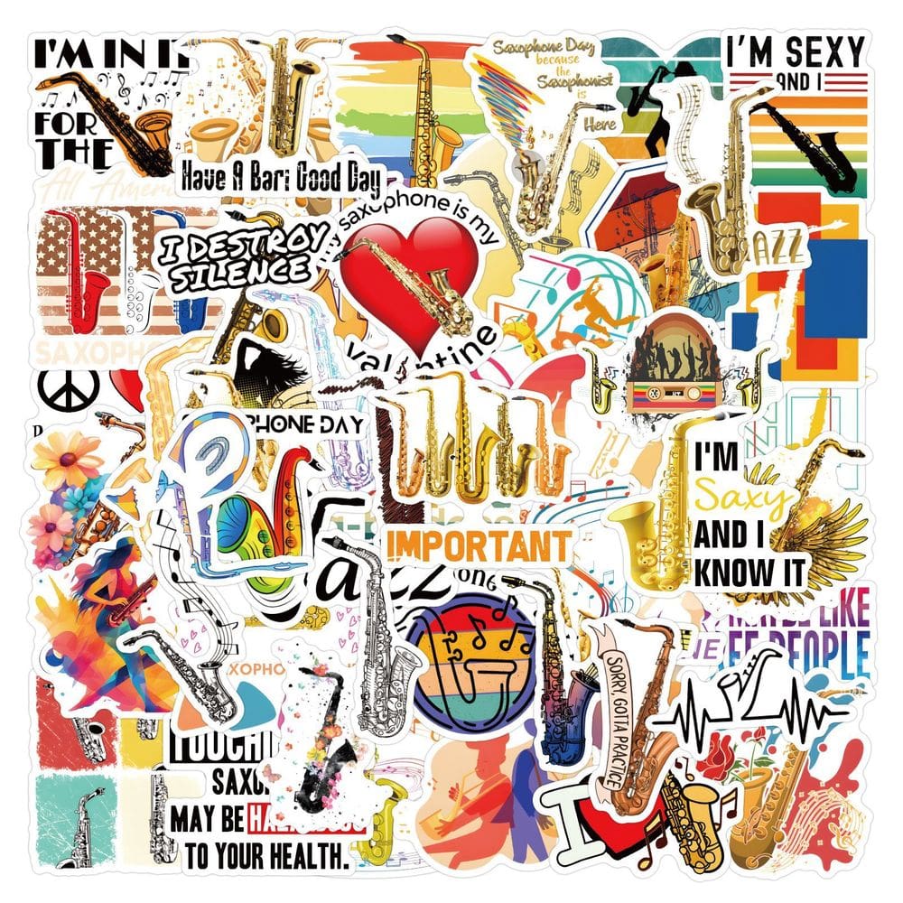 Adesivos 100 unidades/lote para saxofones, vinil impermeável, adesivo de anime