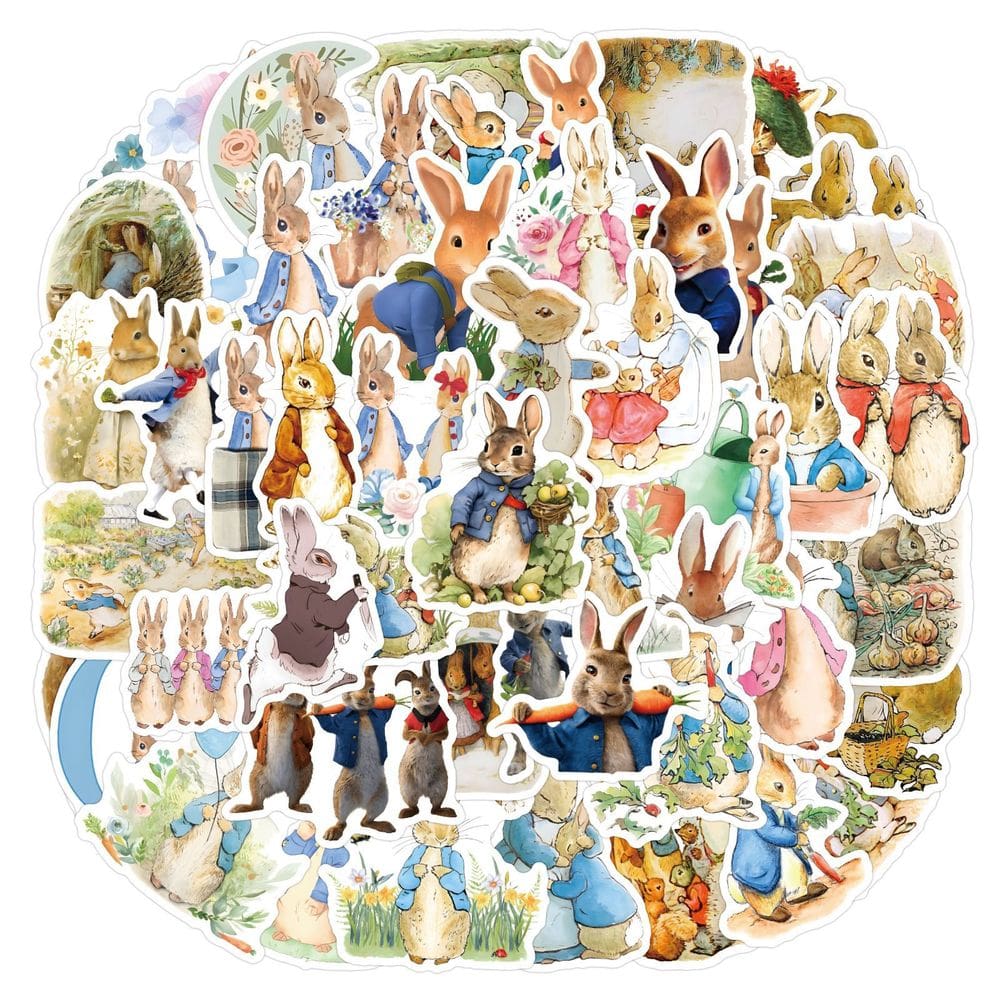 Adesivos Peters Rabbits, vinil impermeável, anime, 55 unidades