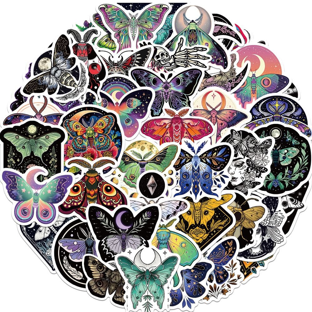 Adesivos Moons And Moths, vinil impermeável, anime, 50 unidades