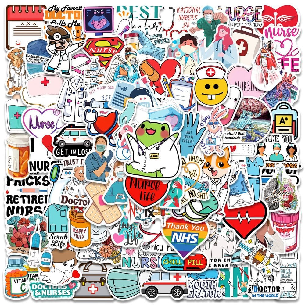 Adesivos de vinil impermeável para médicos e enfermeiras, 100 unidades/lote