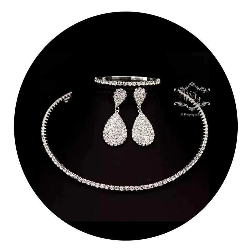 2X Conjunto Colar E Brincos Para Noivas, Debutantes, Madrinh