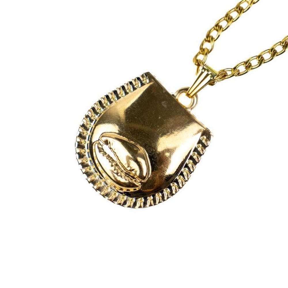 Colar Corrente Pingente Búzios Metal 2,5 Cm Dourado