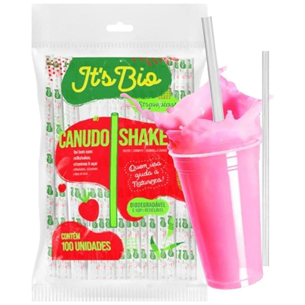 Canudo Milk Shake C/1000 Bio Strawplast 8Mm Transparente