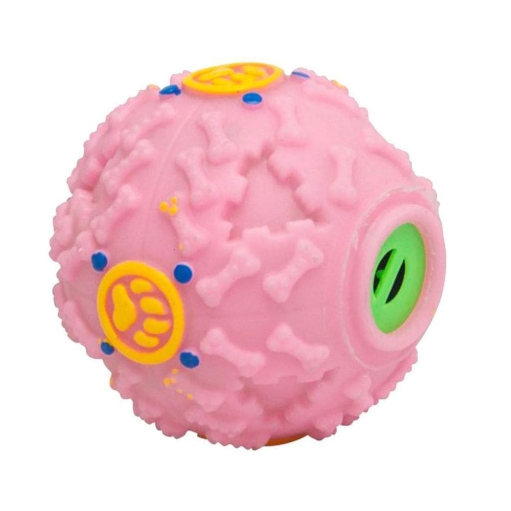 Bola Petisqueira Com Som Para Pet Caes E Gato Cor Rosa