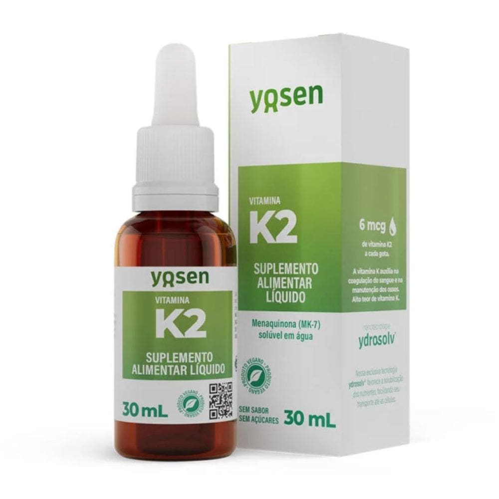 Vitamina K2 Menaquinona 6Mcg Absorção Ydrosolv Yosen 30Ml