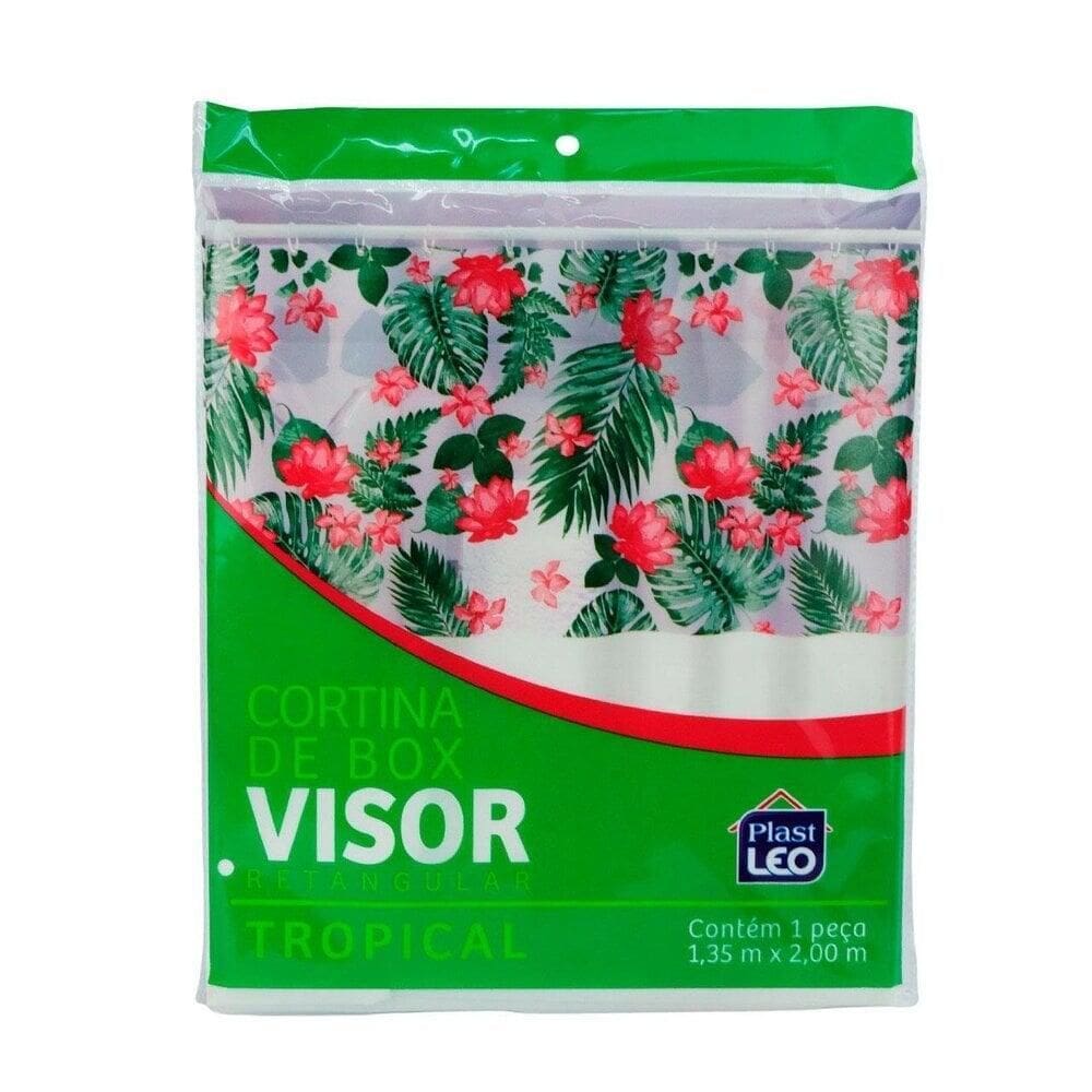 Cortina de Banheiro 200x135cm Vinil Visor Tropical - Tudo em Caixa