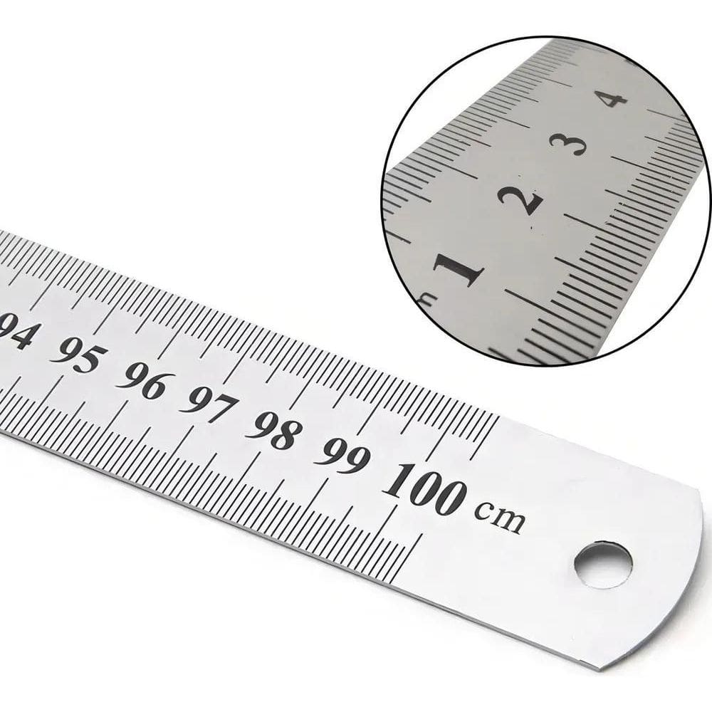 2X Régua De Metal Aço Inox 100 Cm-1 Metro Flexi