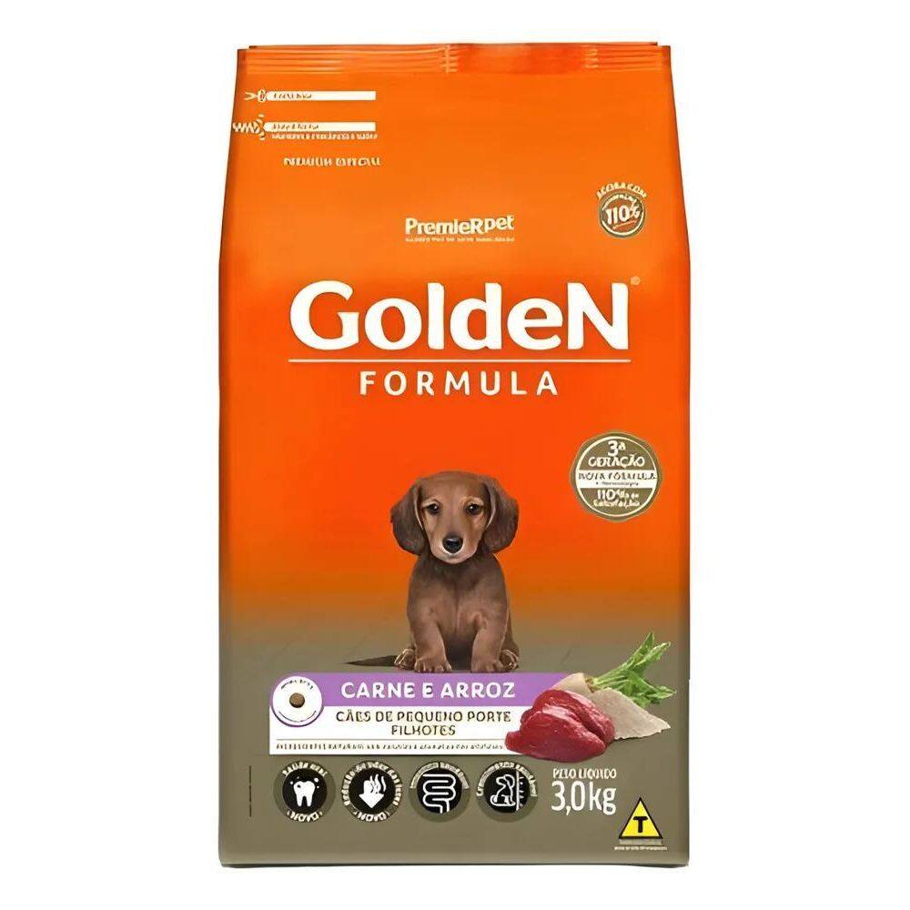 2X Ração Golden Formula Cães Filhotes Mini Bits Carne Arroz