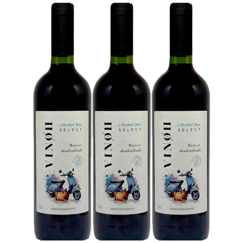 Vinho Sem Álcool Tinto Seco Merlot Vinoh Select - 03 Un