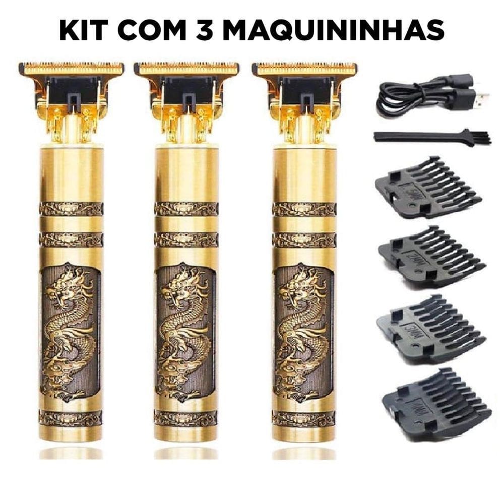 Kit 3 Maquininhas Dragão Cabelo Barba
