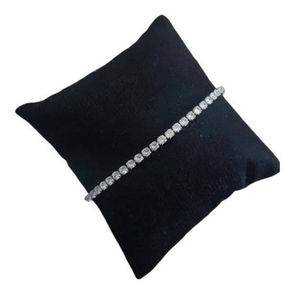 Tornozeleira Riviera Pedra Zirconia Prata Folheada A Ródio