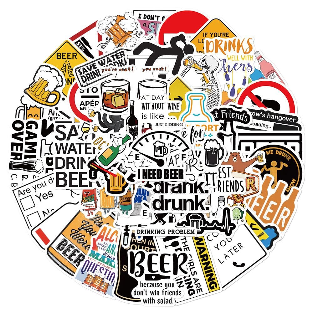 Adesivos 50 unidades/lote Funnys Beers à prova d`água de vinil anime Stick