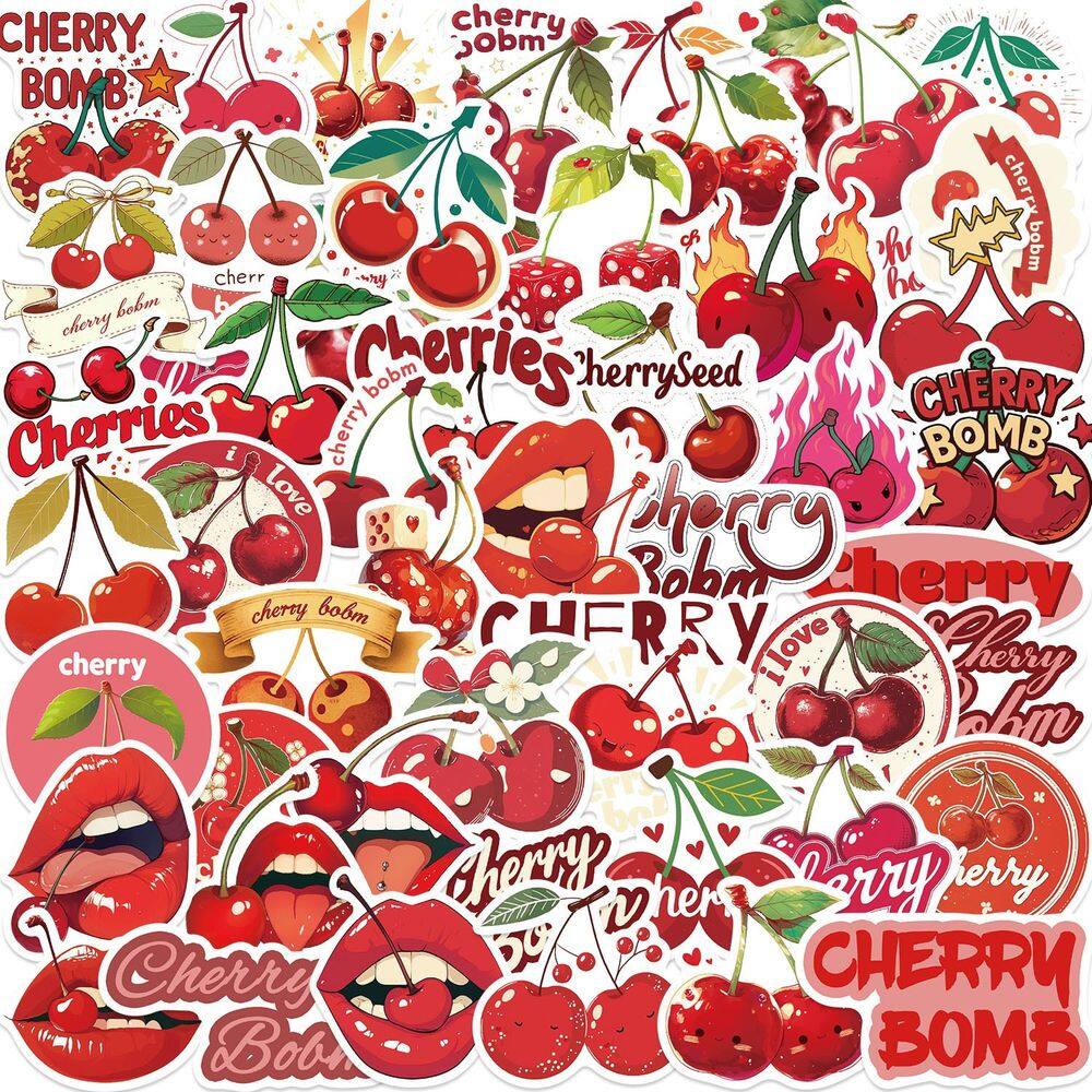 Adesivos de vinil impermeável Cherry Fruits Anime 50 unidades/lote