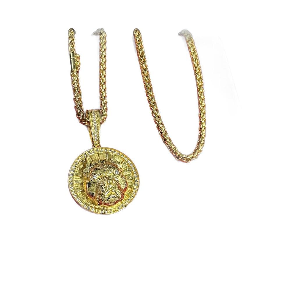 Cordão Peruano 8Mm + Pingente Pitbull - Banhado A Ouro 18K