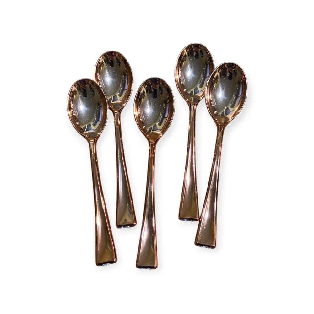 Kit 12 Mini Colher Descartável De Luxo Plástico 9.8Cm Rose