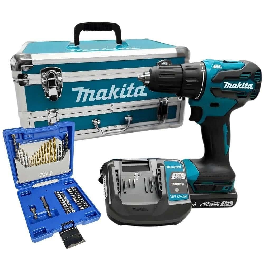 Parafusadeira de Impacto 65nm com Carregador Bateria e Kit 96 Peças MAKITA e Estojo de pontas 41 peças EVALD