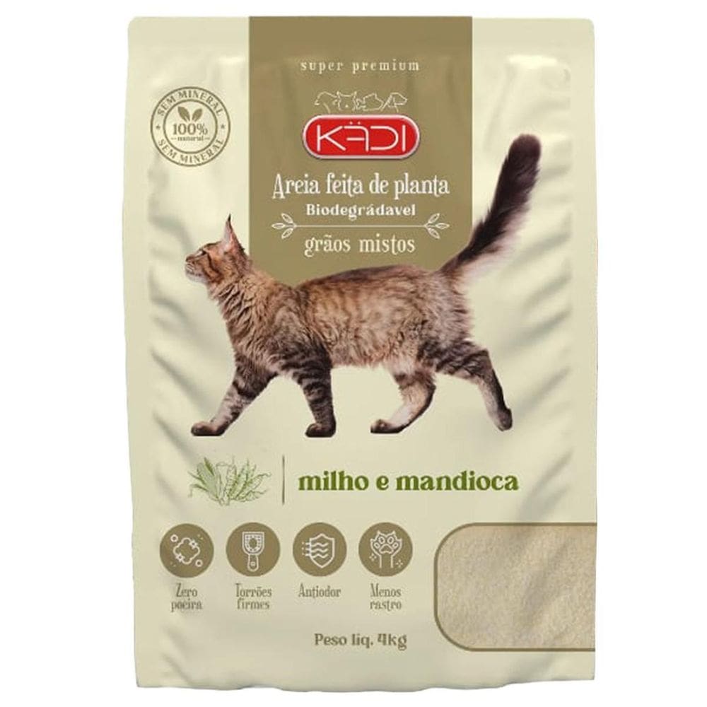 Areia Mista Higiênica Planta Gato Biodegradável Kadi 4Kg