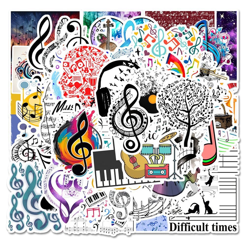 Adesivos Musics Notes Vinil Impermeável Anime 54 unidades/lote