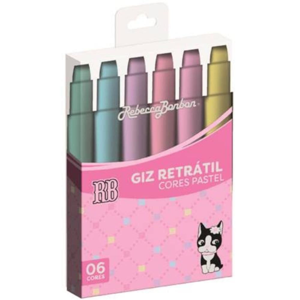 Kit Giz Retrátil 06 Cores Pastéis Rebecca Bonbon