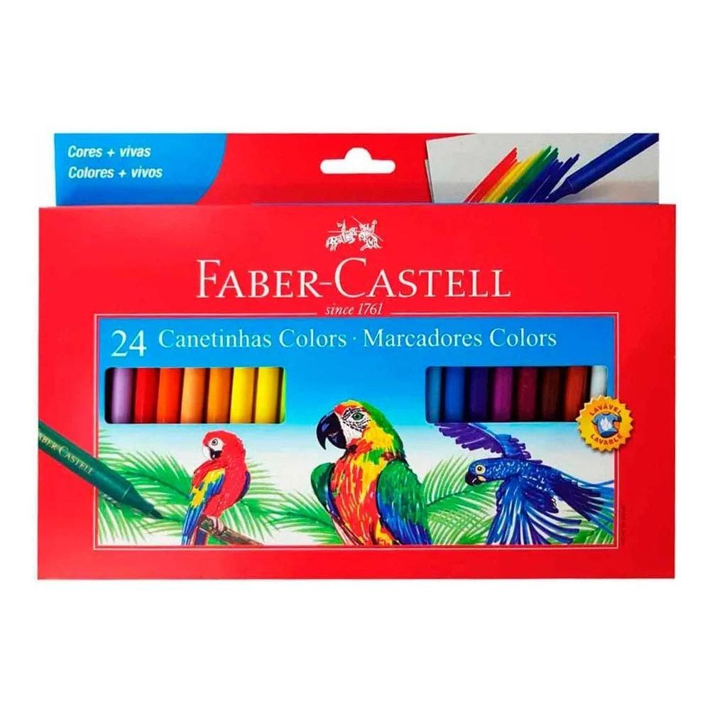 2X Canetinhas 24 Cores Colorir Faber Castell Hidrocor Pintar