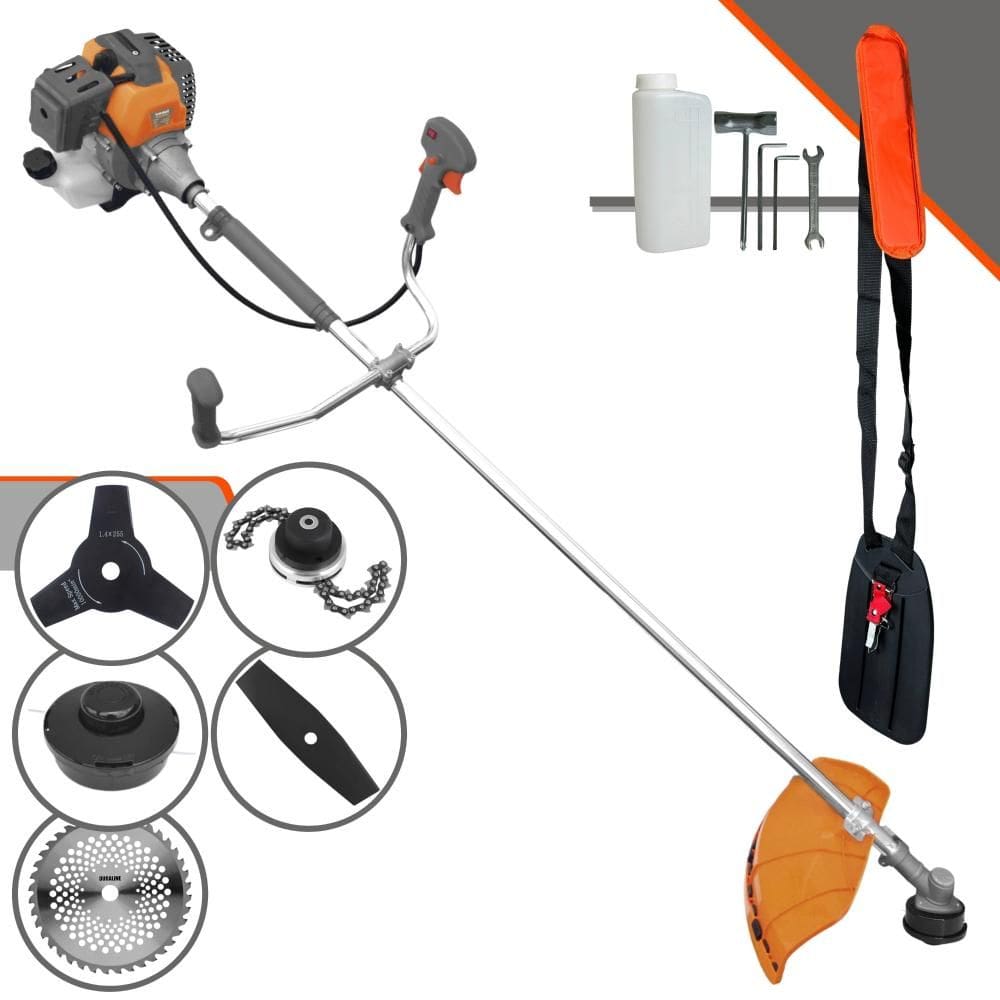 Roçadeira Profissional Completa Tekna RL520P À Gasolina 2 Tempos 52cc 2HP de Potência Alta Rotação Com Carretel Nylon + Kit 4 Lâminas de Cortes