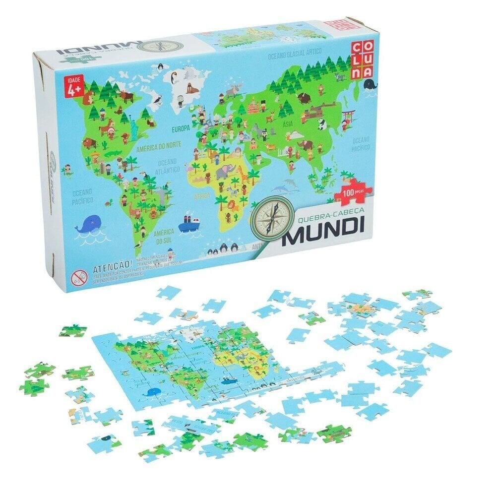 Quebra Cabeça 100 Peças Mundi - Tudo em Caixa