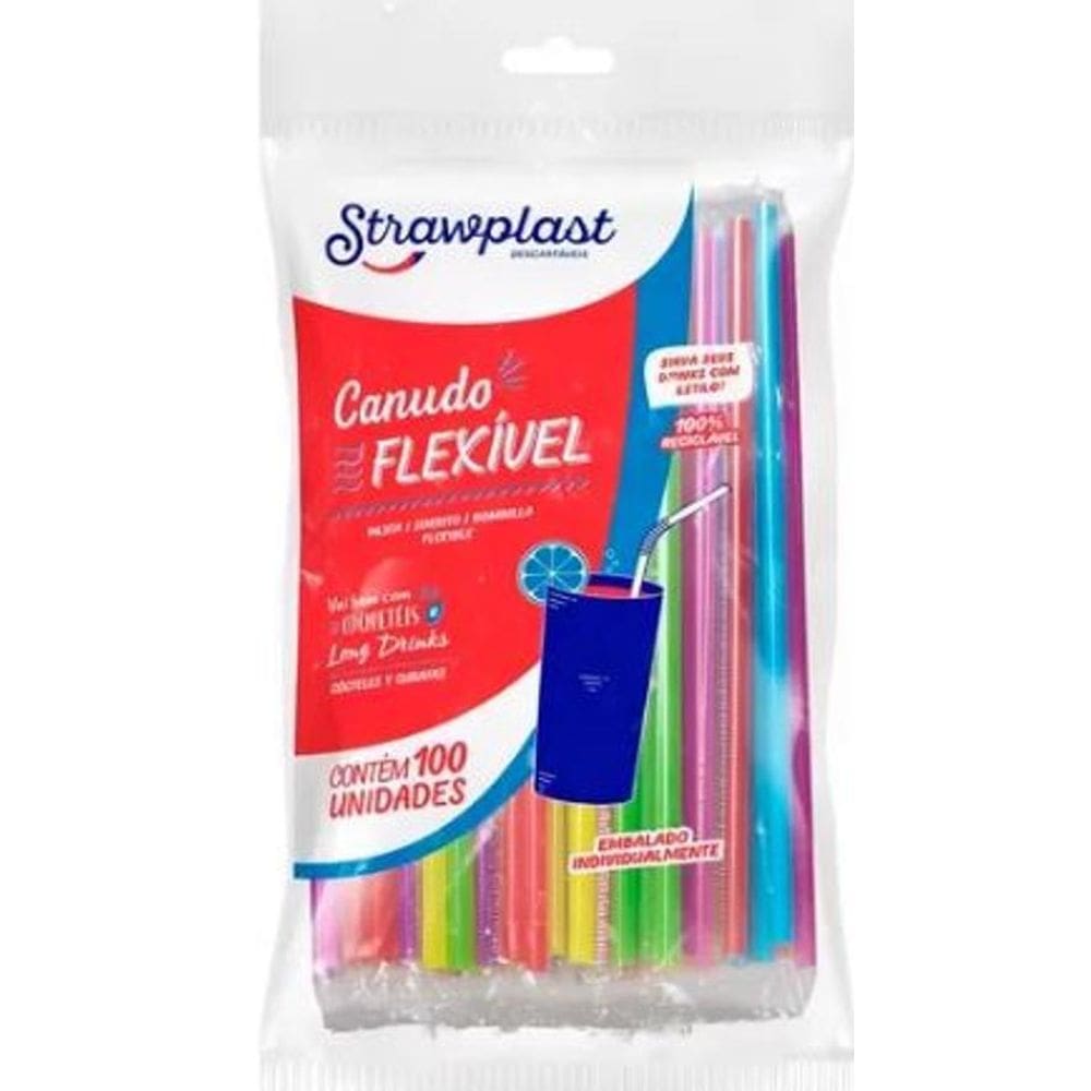 Canudo Flexível - Pacote Com 100 Und