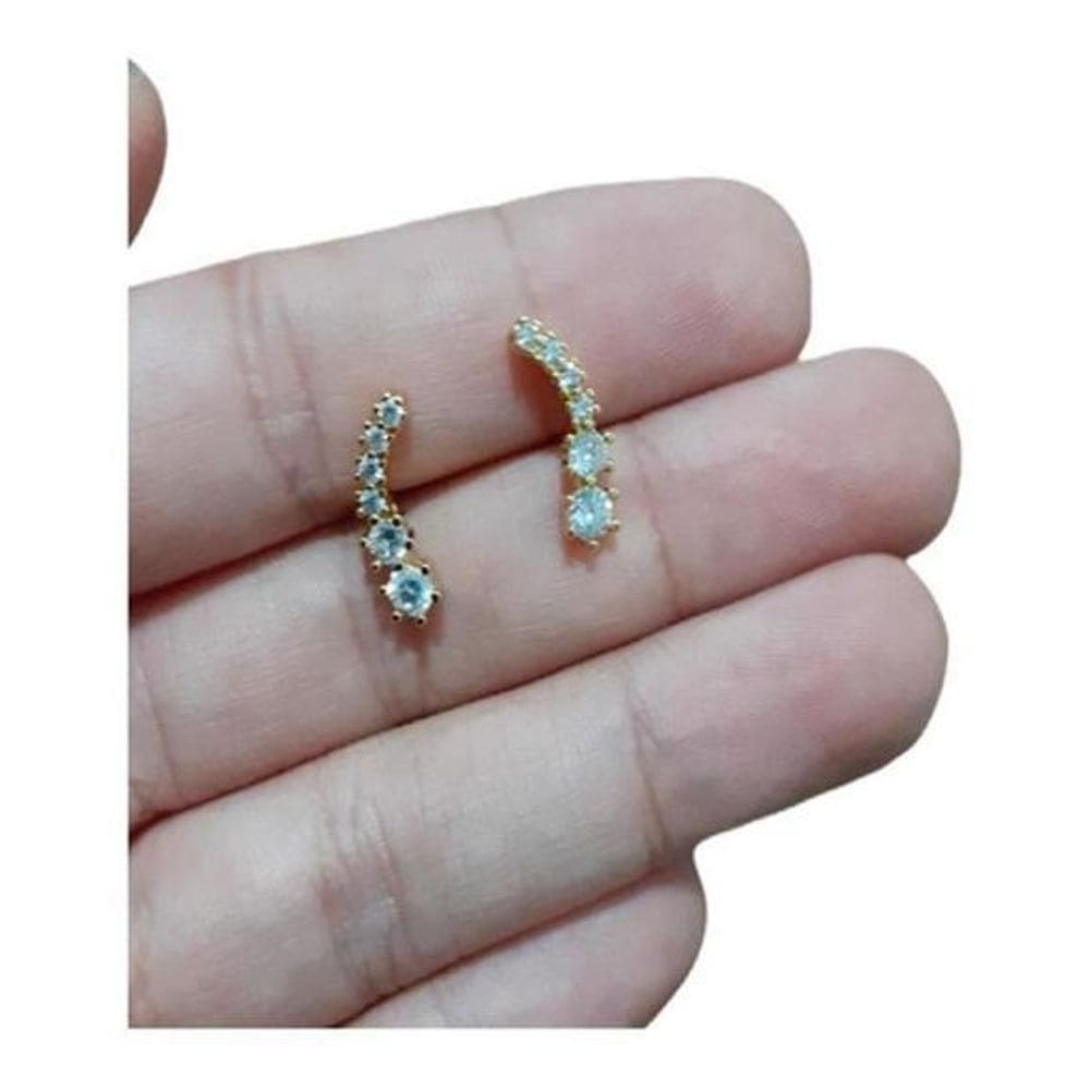Brinco Ear Cuff Pedra Zirconia Dourado Infantil Pequeno