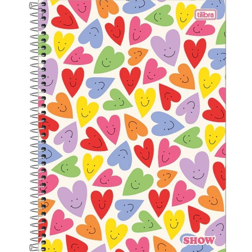 Caderno Espiral Capa Dura Universitário 1 Matéria Show Feminino 80 Folhas Tilibra Estampa 1