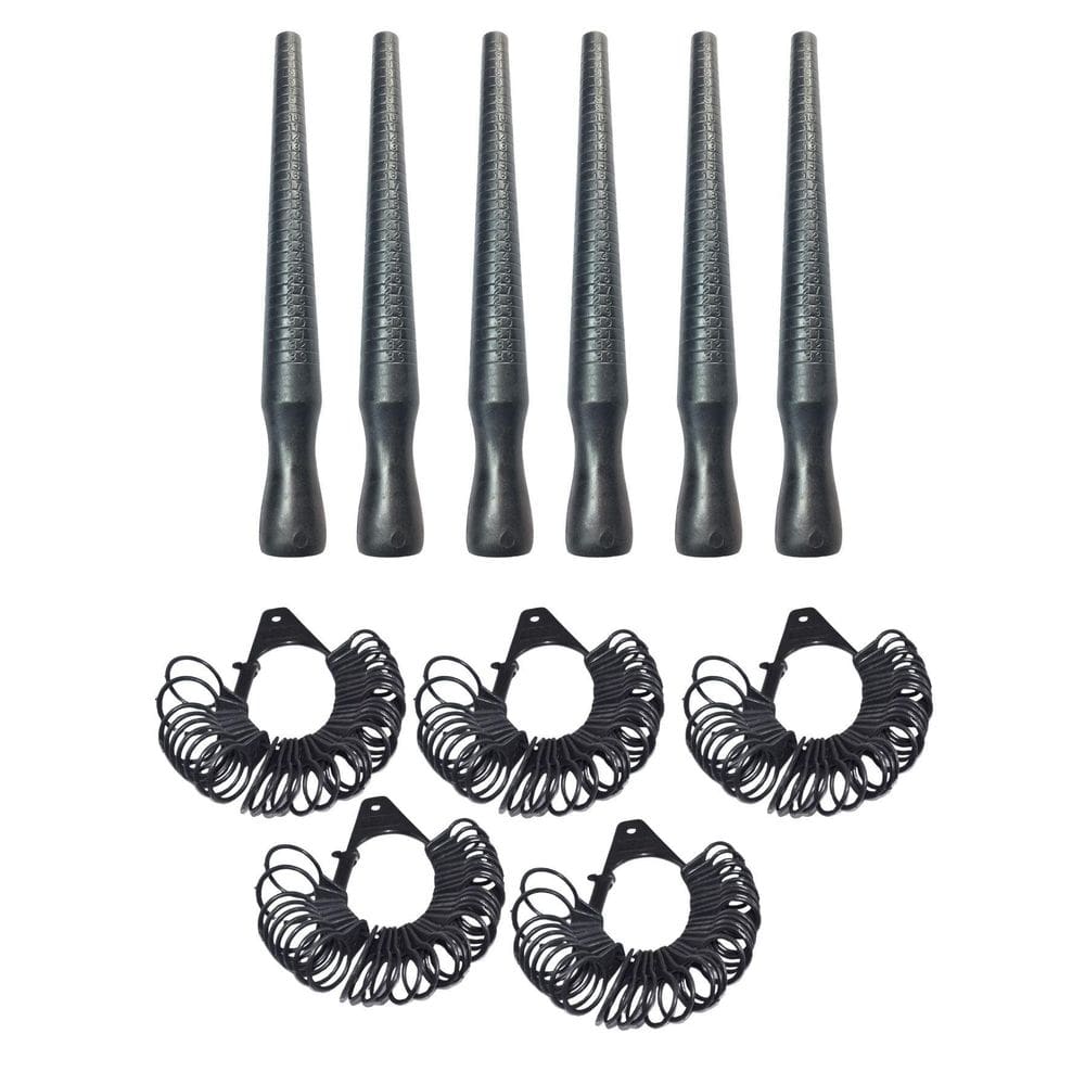 Kit 6Un Aneleira Plástica + 6Un Bastão Pau Medidor Anel