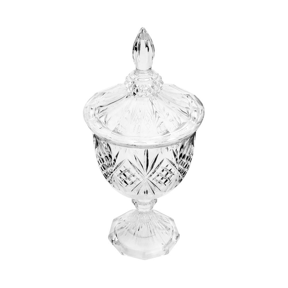 Bomboniere Potiche de Cristal C/Pé Dublin Transparente 24,5x11,5cm Lyor