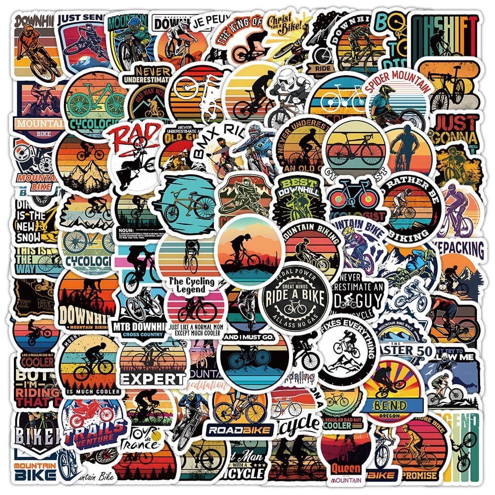 Adesivos 100 unidades/lote, ciclismo ao ar livre, vinil impermeável, anime