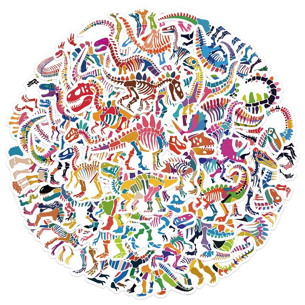 Adesivos, 50 unidades/lote, dinossauros coloridos, quilhas, vinil impermeável