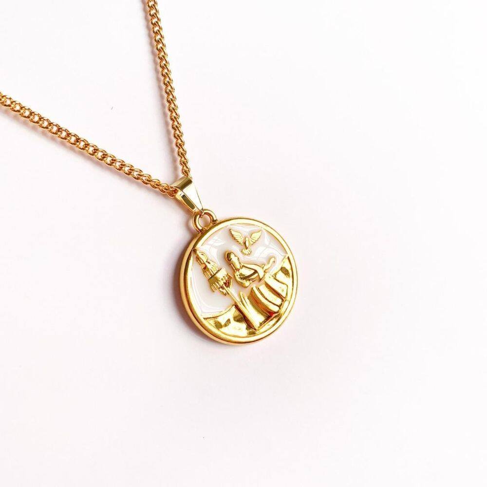 Colar Pingente Medalha Orixá Corrente 60 Cm Dourado - Oxalá