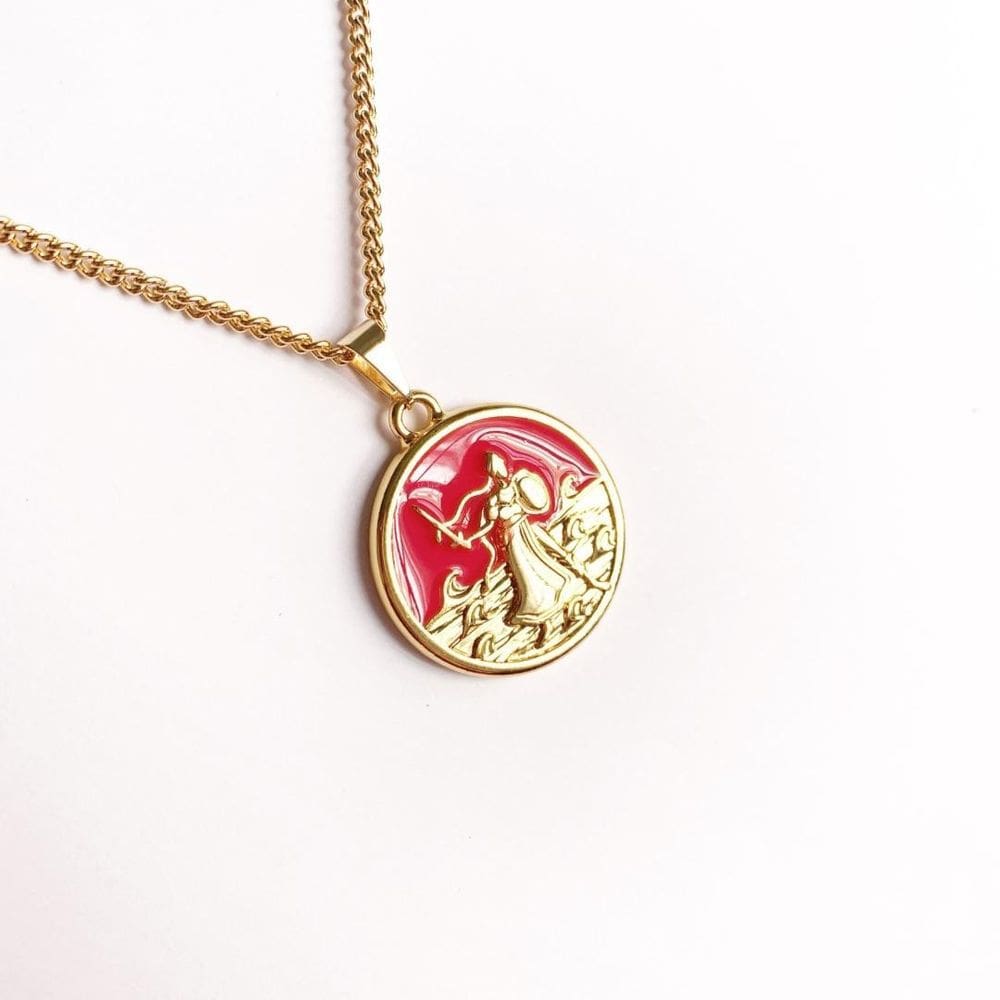 Colar Pingente Medalha Orixá Corrente 60 Cm Dourado - Obá