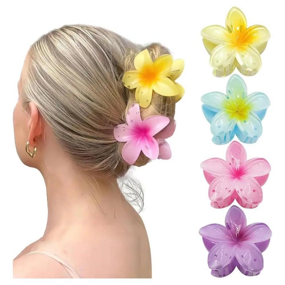 2X Presilha Piranha Flor Grande De Cabelo Vanessa Lopes Prai