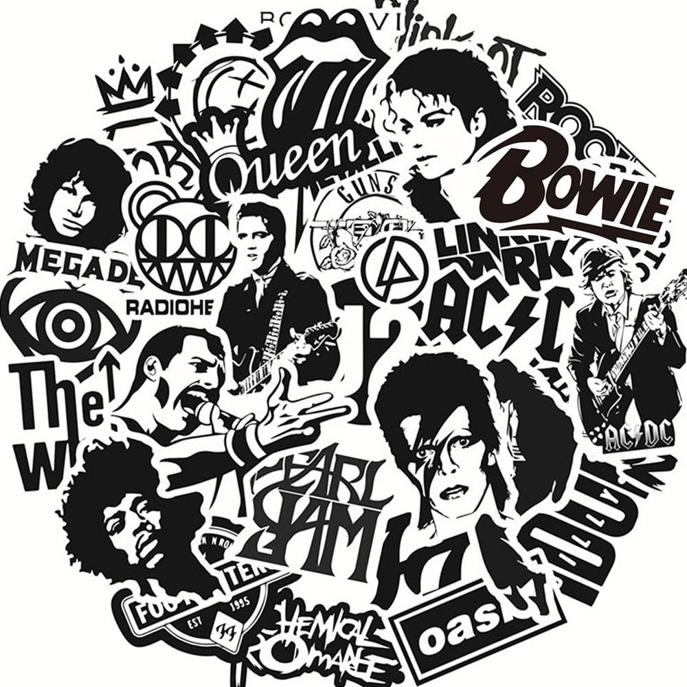 Adesivos Waterpoof Cartoon Rocks Band para laptop e muito mais
