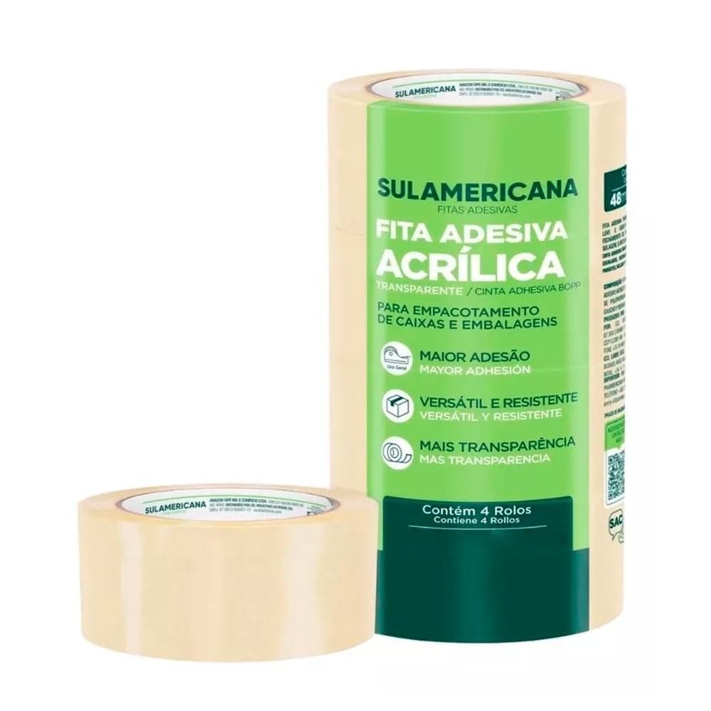 Fita Empacotamento Sulamericana 48Mmx40M Transparente C/4